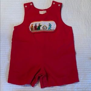 Nativity smocked shortall